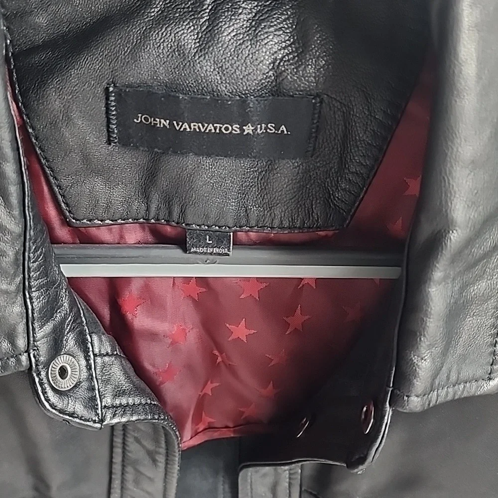 John Varvatos Black Leather Shirt Jacket - Picture 2 of 10